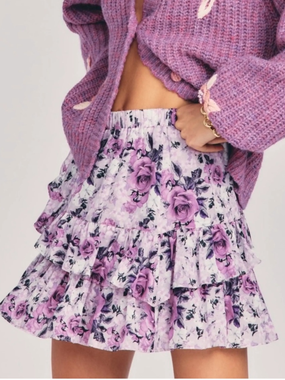 LoveShackFancy Emma floral print ruffled skirt Sz XS